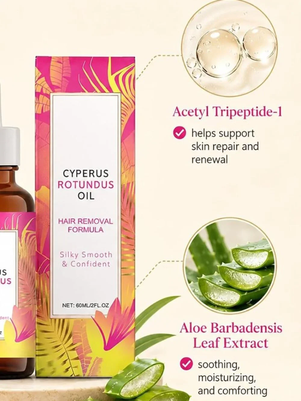 Cyperus Rotundus Oil Hair Removal for Women and Men